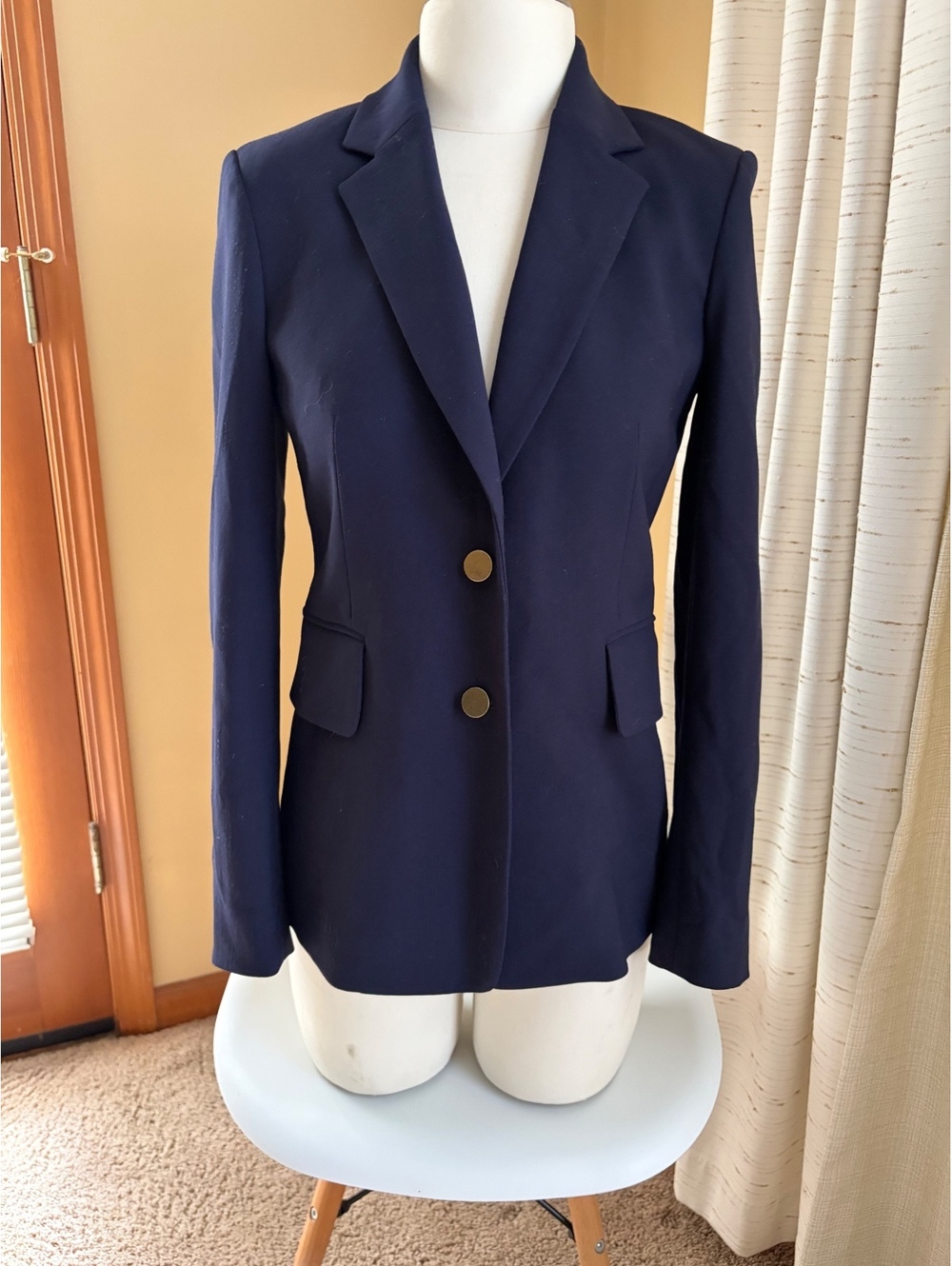 Theory Teshonna Blazer tailored two-button blazer navy blue size 4 wool blend